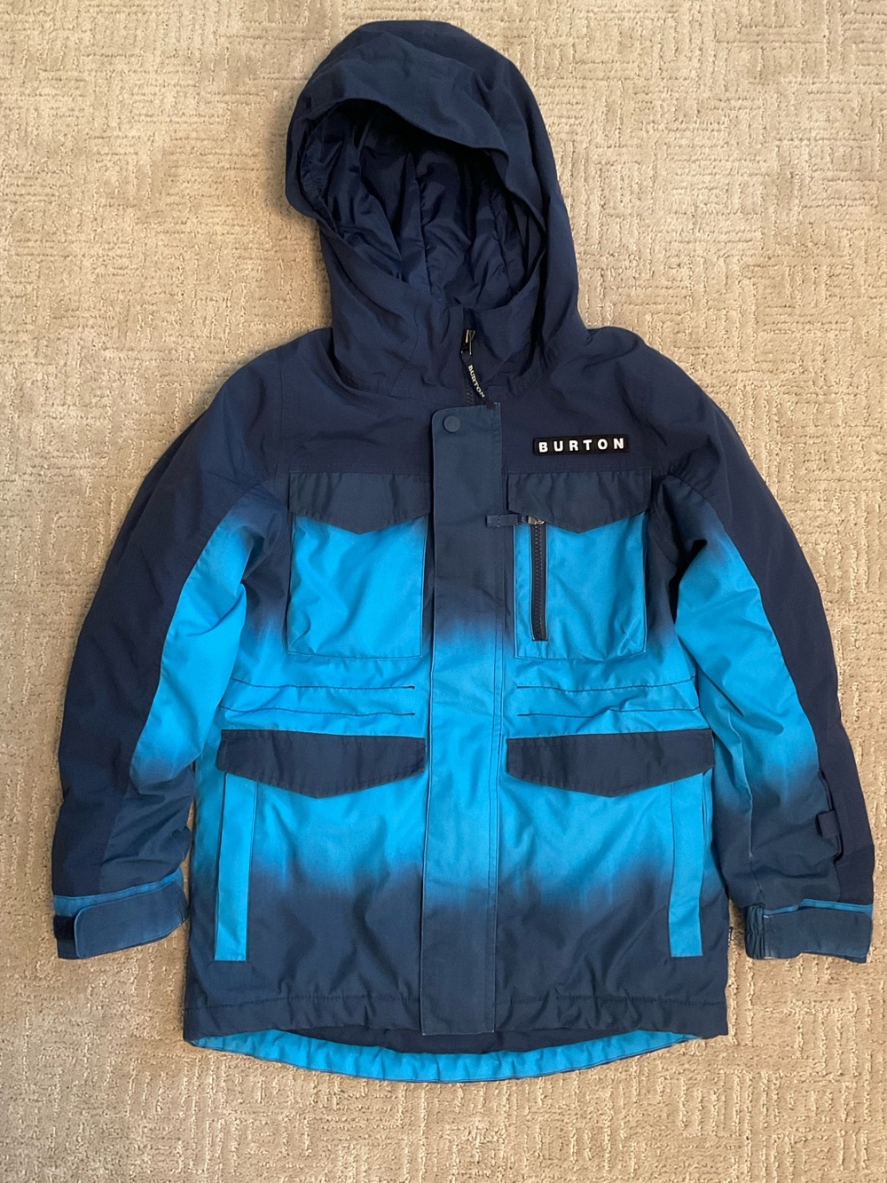 Burton Boys Covert Ski Snowboard Winter Jacket Coat Ombré Blue Size Small 8 EUC